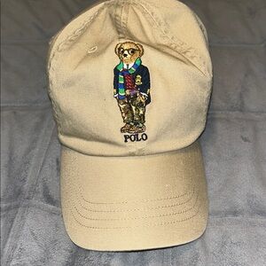 Polo by Ralph Lauren Tan Cap with Bear Embroidery